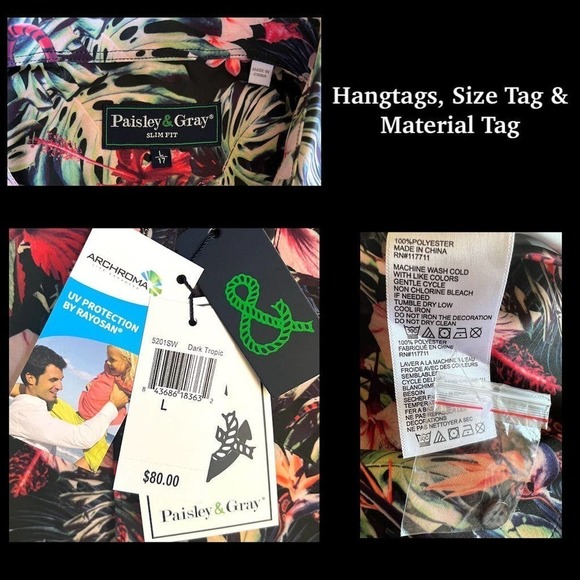 PAISLEY & GRAY UPF 30 Protection Quick Dry Shirt Size L BNWT - Picture 5 of 5
